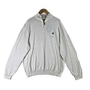 New Chaps Mens‎ Sweater Sz XL Oatmeal Ivory 1/2 Zip Cotton Cashmere Pullover